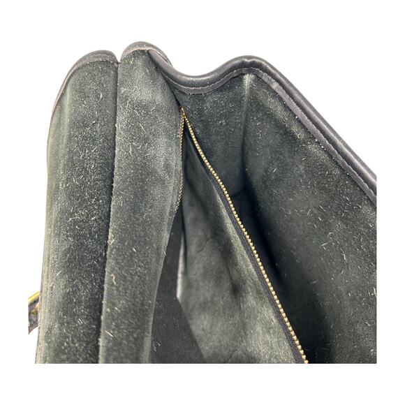 Vintage COACH WILLIS Black Leather Crossbody Satchel Bag Purse Brass 9927 - Picture 9 of 16